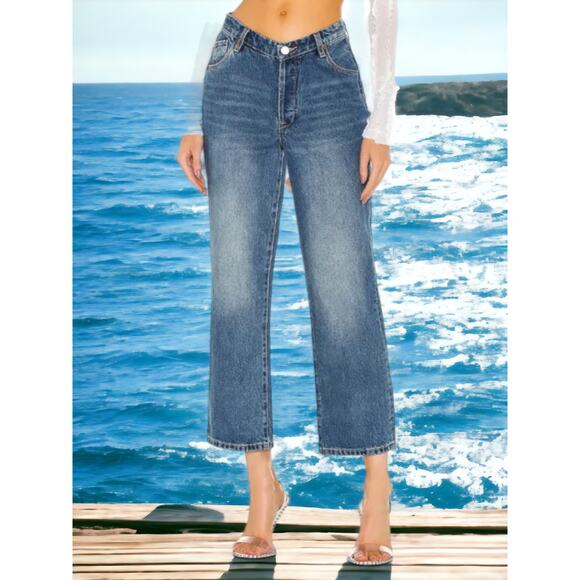 NWT - Blank NYC Med-Wash In My Head Baxter Ribcage V-Front Straight Leg Jeans 27 - Picture 3 of 6